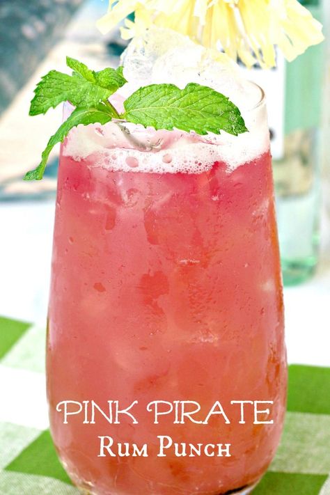 Pink Pirate Rum Punch Cocktail Recipe #Recipes #Cocktails #CocktailRecipes #RumPunch #RumCocktails #AdultBeverage #PinkCocktails #PinkDrinks Pirate Rum Punch, Pirate Rum, Rum Punch Cocktail, Rum Punch Recipe, Resep Koktail, Rum Drinks Recipes, Pink Pirate, Rum Punch Recipes, Cocktail Drinks Alcoholic