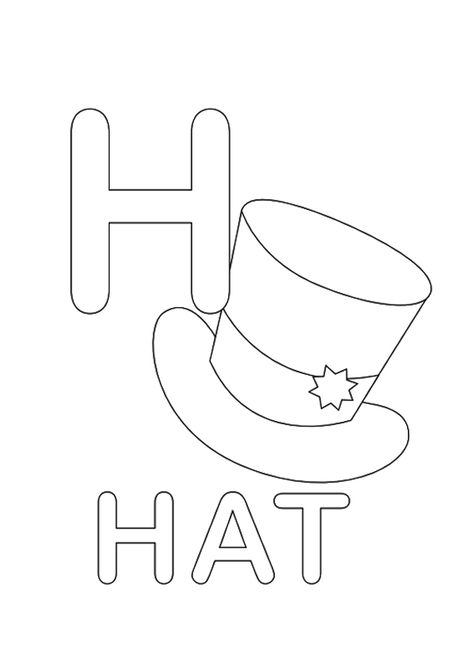 Letter H Toddler Crafts, H For Hat, H Is For Hat, Letter H Coloring Page, Letter H Worksheet, Alphabet Rocks, Alphabet Lesson Plans, Pre Writing Practice, Alphabet Letter Activities