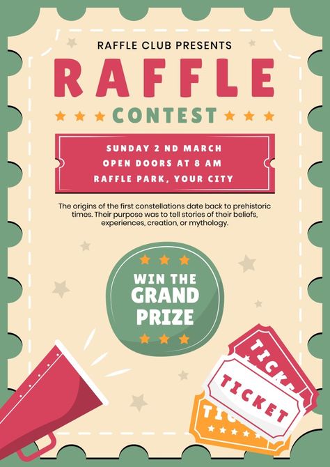 Hand-drawn Raffle Contest Poster Raffle Flyer Template, Raffle Poster Design, Christmas Raffle Poster, Raffle Poster Ideas, Raffle Flyer Ideas, Raffle Drawing Ideas, Contest Poster Design, Raffle Promo, Raffle Flyer