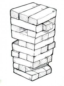 Jenga Tattoo, Jenga Illustration, Jenga Drawing, Jenga Aesthetic, Jenga Art, Block Drawing, Jenga Tower, Sketching Reference, Bus Ideas