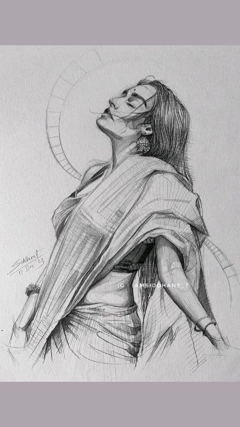 Drawing And Sketching Ideas, Women Sketches Pencil, Rapid Sketches Of Human, Indian Women Sketch, Women Figure Sketch, Indian Girl Drawing, Woman Pencil Sketch, Reading Book Drawing, Pen Sketches Aesthetic