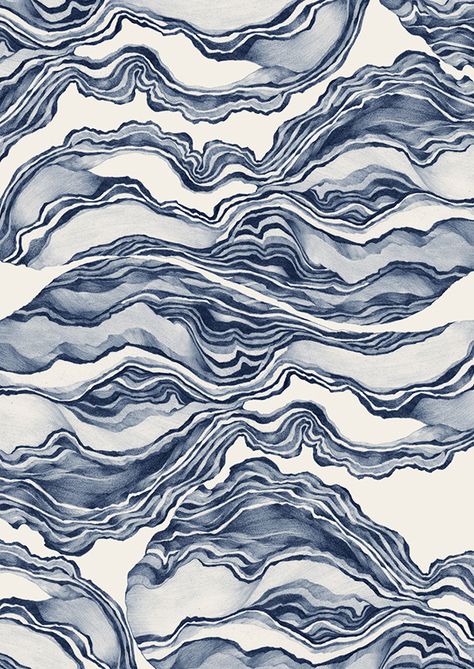 Céli Lee illustration Ink Drawings, Blue And White Painting, Motifs Textiles, Textil Design, Plakat Design, Wavy Lines, Organic Forms, Design Textile, Print Inspiration