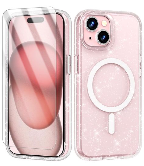 Iphone 15 Plus Case, Magsafe Accessories, Glitter Iphone Case, Strong Magnets, Pink Iphone Cases, Glitter Phone Cases, Pink Apple, Apple Ipod Touch, Glitter Design