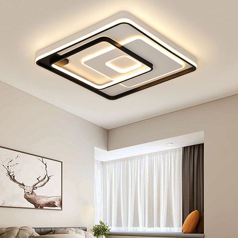 Bedroom Ceiling Fan Light, Lampu Siling, Ceiling Mounted Light, Ceiling Fan Bedroom, Led Ceiling Light Fixtures, Pop Ceiling Design, Plafond Design, Modern Led Ceiling Lights, Black Ceiling