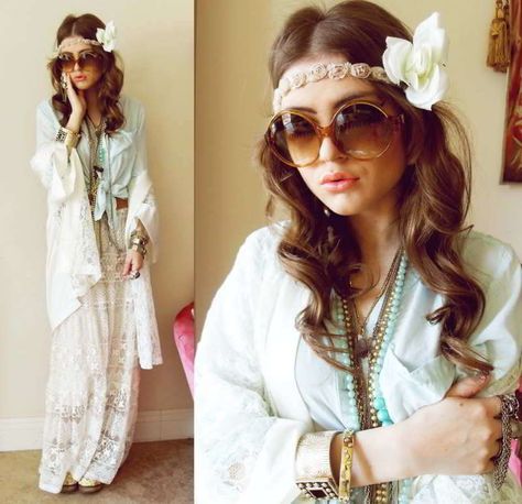 Hippie chic, ¡la nueva tendencia en moda! Moda Hippie Chic, Look Hippie Chic, Estilo Hippie Chic, Mint Blouse, Moda Hippie, Outfits 70s, Estilo Hippy, Hippy Chic, Hippie Look