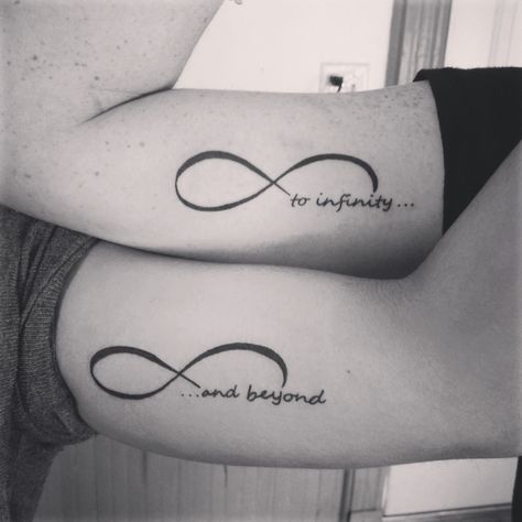 Mom And Daughter Infinity Tattoos, Love You To Infinity And Beyond Tattoo, Too Infinity And Beyond Tattoo, Matching Tattoos Infinity, Infinity And Beyond Tattoo Couple, Mother Daughter Tattoos Infinity, Infinity Matching Tattoos, Married Tattoos, Bf Tattoos