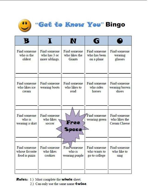 Get to know you BINGO card for Mix It Up day Social Mixer Ideas, Get To Know You Bingo, People Bingo, Advisory Activities, Mutual Activities, All About Me Preschool, Reunion Games, Ra Ideas, Fun Online Games