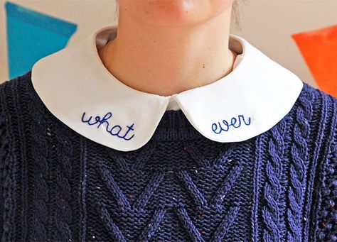 10+ Creative Collars That Will Make You Want To Button All The Way Up Diy Clothes Bag, Collars Diy, Creative Shirts, Diy Collier, Embroidered Collars, Embroidery On Clothes, Blouse Pattern Sewing, Handwork Embroidery Design, Shirt Embroidery