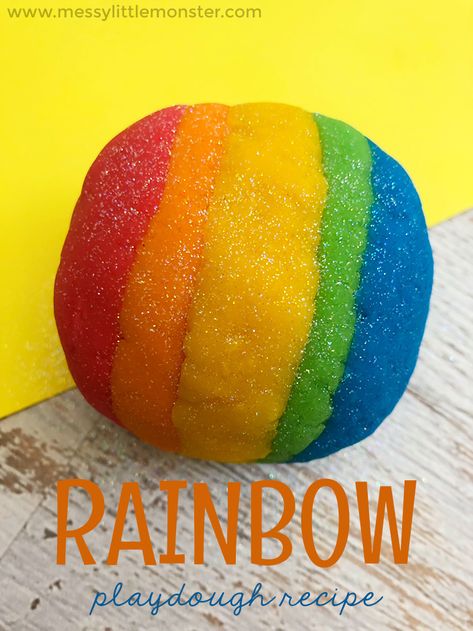 Rainbow coloured playdough recipe. Make your own play dough using our easy homemade playdough recipe instructions. A rainbow theme project for toddlers, preschoolers and kids. Easy Homemade Playdough, Edible Play Dough Recipe, Rainbow Playdough, Make Your Own Playdough, Easy Homemade Playdough Recipe, Sensory Play Recipes, Easy Indoor Activities, Edible Playdough, Homemade Playdough Recipe