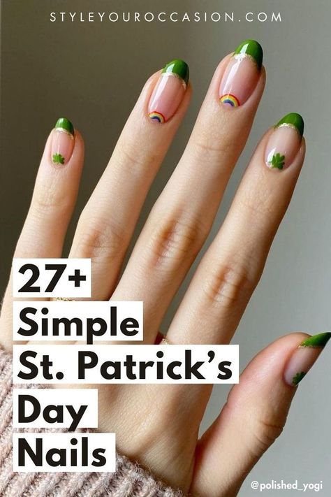 Looking for St Patricks Day nails? You’ll love this list of St Patty’s Day nails ideas and design inspiration with a simple aesthetic. These Irish inspired manis include cute gel nails, acrylic, nail art, and lots of green nails too! (St Patricks Day nails design ideas 2024) Irish Nails Designs, Simple St Patricks Day Nails, Green Aesthetic Nails, St Patricks Day Nails Design, Irish Nail Designs, Irish Nails, Saint Patrick Nail, St Patrick's Day Nails, Nails Design Ideas