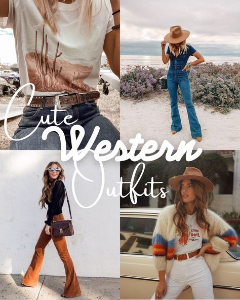 41 Trending Western Outfit Ideas To Steal - ljanestyle Fashionable Western Outfits, Country Western Concert Outfit Ideas, Cowboy Casual Attire Women, Trending Western Outfits Women, Western Wear Women's Outfits, Easy Western Outfit For Women, Petite Western Outfits, 2024 Western Trends, Western Female Outfits