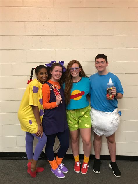 Rugrats group costumes Rugrats Costume Ideas, Donnie Thornberry Costume, Chucky Rugrats Costume, Angelica Rugrats Costume, Rugrats Halloween Costume, 3 Person Costume, Rugrats Costume, 4 Person Halloween Costumes, Rat Costume