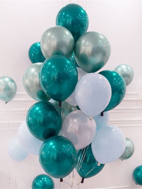 Teal Balloons, Turquoise Aesthetic, Gala Themes, Green Balloon, Teal Blue Color, Birthday Blessings, Aura Colors, Blue Balloons, Light Blue Green