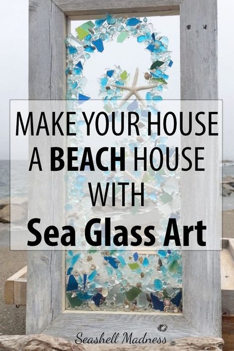 Coastal Glass Art, How To Make Resin Sea Glass Windows, Seaglass Window Art, Sea Glass Art Projects How To Make, How To Make Sea Glass Art Pictures, Crafts With Sea Glass Diy, Framed Sea Glass Art Diy, Ocean Glass Art, Sea Glass Decor Diy