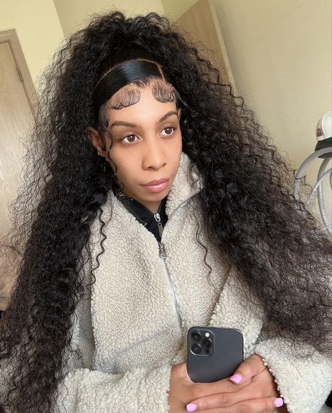 Frontal wig, updo, claw clip Claw Clip Wig, Dramatic Baby Hairs, Half Up Bun, Hair Colors Ideas, Liked Pins, Two Braids, Baby Hairs, Dope Hairstyles, Hair Laid