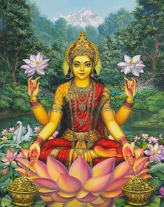 The Hindus believe in karma, which is when you do something good, you'll get good later, but if you do something bad, you'll pay for it with bad luck also. साईं बाबा, Lakshmi Images, Lord Vishnu Wallpapers, Goddess Artwork, Goddess Lakshmi, Goddess Art, Hindu Deities, Indian Gods, Krishna Art