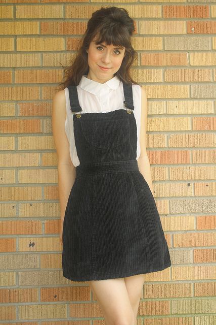 1990s corduroy dungaree dress | Flickr - Photo Sharing! Skirt Dungarees Outfit, Corduroy Dungarees Dress, Dress Like A Parisian, Corduroy Pinafore Dress, Corduroy Dungarees, Dungaree Skirt, Dungaree Dress, Corduroy Overalls, 1990s Fashion