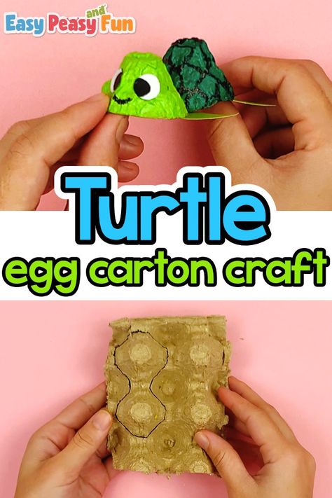 Egg Carton Turtle Craft for Kids - Easy Peasy and Fun Sea Animal Crafts, Turtle Craft, Ocean Animal Crafts, Pets Preschool Theme, Turtle Crafts, Egg Carton Crafts, Egg Cartons, Sea Crafts, Summer Crafts For Kids