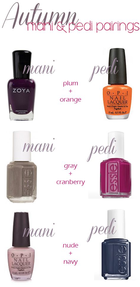 À toi, pour toujours: Fall Nail Polish Picks Fall Nail Mani Pedi Combo, Fall Polish Pairings, Mani Pedi Color Combos Fall 2022, Fall Nails Pedicure Toenails, Fall Toenail Colors Autumn, Finger And Toe Nail Combo, Mani Pedi Colors, September Toe Nails Color, Fall Mani Pedi