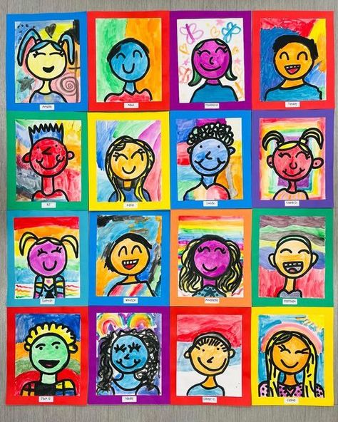 Self Portrait 2nd Grade, Self Portrait Art Lesson Elementary, Grade 2 Self Portrait Art, Grade 3 Self Portrait Art, First Grade Painting Projects, Self Portrait 1st Grade, Self Portrait Grade 1, Todd Parr Self Portraits, Self Portrait Kindergarten Art