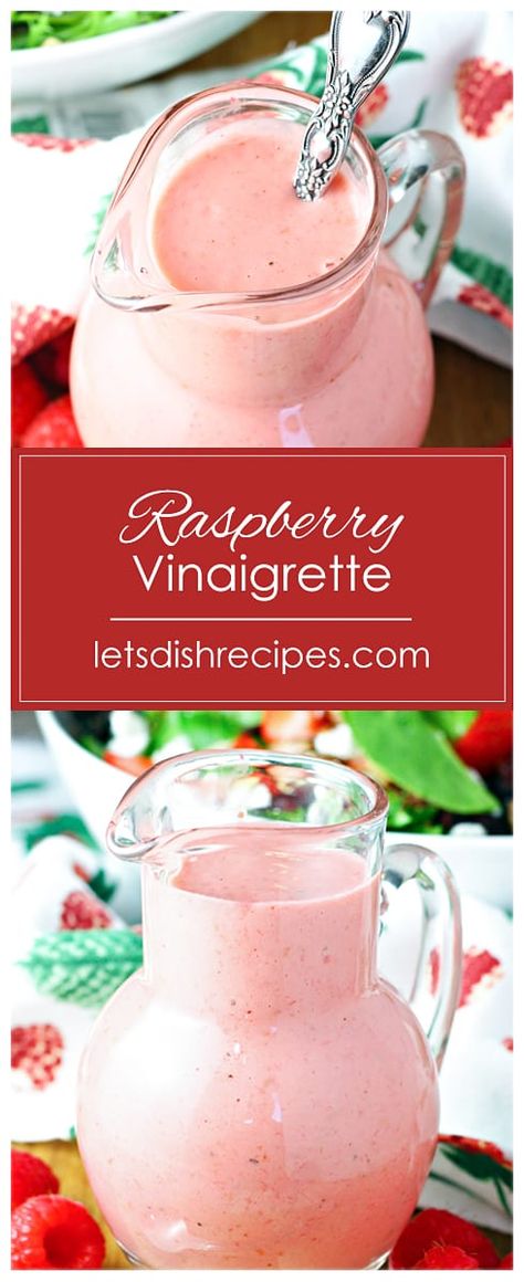 Homemade Raspberry Vinaigrette Recipe -- Made with fresh or frozen raspberries, olive oil and vinegar, this sweet and tangy salad dressing adds delicious berry flavor to any salad recipe. #raspberries #dressing Recipes For Fresh Raspberries, Raspberry Dressing Recipe, Berry Vinaigrette, Tangy Salad Dressing, Raspberry Salad Dressing, Raspberry Vinaigrette Recipe, Salad Fixings, Sweet Appetizers, Raspberry Vinaigrette Dressing