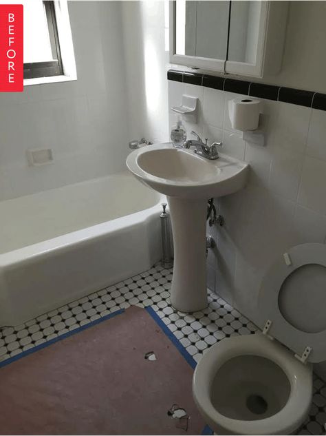 Before & After: A Budget-Friendly Mini-Makeover for a Boring Bathroom — Sweeten Small Rented Bathroom Ideas, Update Small Shower Stall, Old Bathroom Budget Makeover, Old Apartment Bathroom, Normal Bathroom, Simple Bathroom Ideas Small Budget Philippines, Little Bathroom, Plastic Curtains, Plastic Shower Curtain