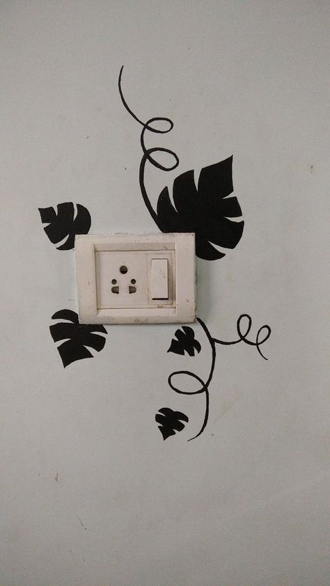 simple wall art diy paint Creativity Drawing Ideas, Easy Wall Painting Ideas Simple Bedroom, Painting Switch Boards, Switch Board Art Ideas Easy, Simple Wall Drawings, Switch Board Painting, Switchboard Art, Switch Board Art, Wall Drawing Ideas