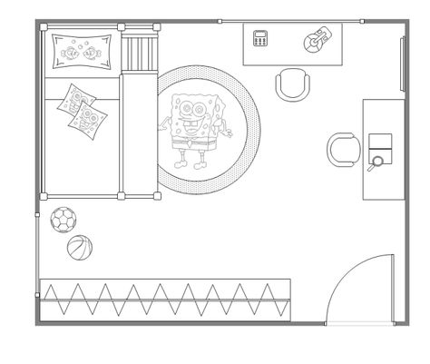 Kids Bedroom Layout Template | EdrawMax Free Editbale Printable Kids Bedroom Layout, Kids Bedroom Flooring, Bedroom Layout Design, Bedroom Floor Plan, Room Layout Planner, Bathroom Design Layout, Bedroom Layout, Kid Bedroom, Kids Bedroom Design