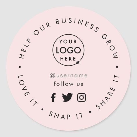 Grow your business with social media! Pink logo round sticker. #socialmedia #marketing . #Cheesecake_Cartoon #Business_Stickers_Logo #Round_Sticker_Design #Business_Logo_Stickers Sticker Business Logo Ideas, Business Labels Stickers, Cheesecake Cartoon, Small Business Logo Ideas, Business Stickers Logo, Round Sticker Design, Sales Goals, Small Business Stickers, Grow Social Media