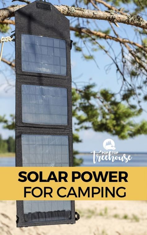 Here’s how you can incorporate solar power into your camping routine. #poptoptreehouse #solarpower #camping #greencamping #nowastecamping #outdoorliving Solar Tent, Green Camping, Camping Set Up, Solar Kit, Camping Shower, Nature Camping, Camping Set, Solar Installation, Solar Generator