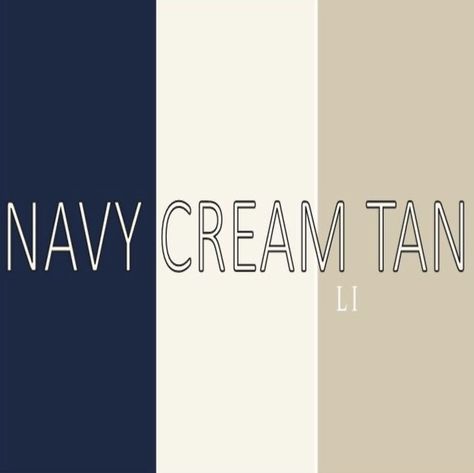 Tan And Cream Nursery, Navy Blue And Tan Bathroom, Blue And Cream Bathroom Ideas, Navy And Cream Bathroom, Kitchen Design Ideas 2023, Kitchen Cabinet Colours, Blue And Cream Bedroom, Painting Rooms, Tan Bathroom