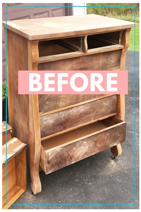 furniture makeover before paint Blue Dresser With Gold Hardware, Glaze Over Chalk Paint, Dresser With Gold Hardware, Deep Blue Paint, Chalk Paint Dresser, Painting Old Furniture, Blue Painted Furniture, Diy Furniture Flip, Blue Chalk Paint