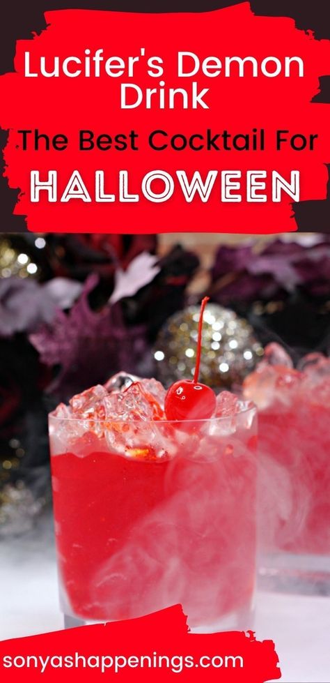 Lucifer's Demon Drink is the perfect #Halloween party #cocktail! #Halloween2021 #partydrinks #rum #partycocktail Malibu Rum Halloween Drinks, Halloween Beverages, Witchy Recipes, Easy Halloween Cocktails, Halloween Alcohol, Cocktail Halloween, Beautiful Drinks, Disney Cocktails, Edible Cocktails