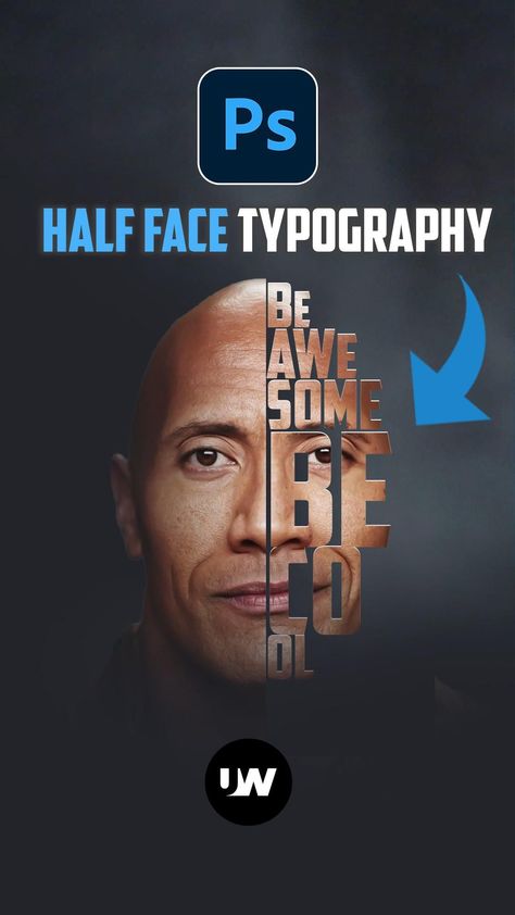 Half Face Typography in Simple Steps ????... Face Typography, Photoshop Editing Tutorials, Photoshop Training, Photoshop Lessons, Photoshop Tutorial Graphics, Photoshop Video Tutorials, Adobe Photoshop Design, Photoshop Video, Photoshop Tutorial Photo Editing