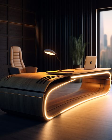 This set of images asks MidJourney to dream up futuristic and minimalist executive desks befitting a modern future. Desk Office Design, Lawyer Office Interior, Futuristic Desk, Futuristic Room, Modern Office Table, Architect Table, Executive Table, Collection Room, Executive Desks