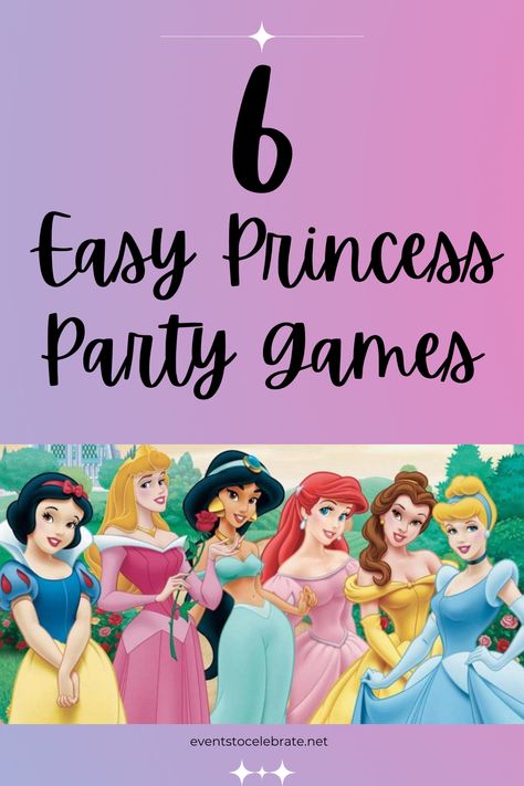 Fun Princess Party Games, Princess Disney Theme Birthday Party, Disney Princess Party Game, Princess Party Games For Kids Activities, Activities For Princess Birthday Party, Princess Parties Ideas, Disney Princess Party Games For Kids, Games For Princess Party, Princess Tea Party Activities