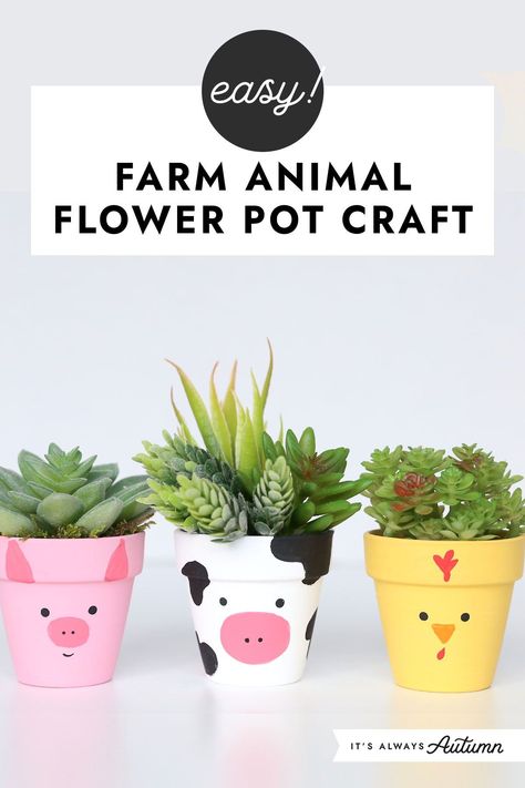 Kids will love painting these cute animal flower pots! Animal Pot Painting Ideas, Animal Flower Pots, Small Flower Pot Painting Ideas, Flower Pot Kids Craft, Flower Pot Painting Ideas, Pot Drawing, Pot Gardening, Pot Craft, Nails Flower