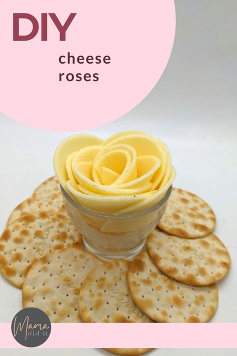 How To Make A Cheese Flower, Cheese Flower Charcuterie Board, Cheese Flowers Charcuterie, Cheese Roses For Charcuterie Board, How To Fold Pepperoni For Charcuterie Board, How To Make Meat Flowers, Cheese Roses How To, Woodland Charcuterie, Charcuterie Board Meat Flowers