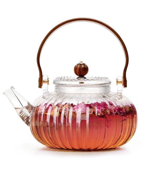 PRICES MAY VARY. 【Heat Resistant Borosilicate Glass】: NUTRIUPS glass teapot is made of high quality heat-resistant borosilicate glass, stronger and thicker than normal glass, can withstand -4 to 302°f, meets various daily use. 【Elegant Design】: Specially designed with non dripping spout,vintage and classic teapot with decorative lid, effectively prevent water splashing.The handle and the button of lid is made of natural wood,do not easily conduct heat, prevents scalding handles. 【Easy to Clean】: Glass Teapot Aesthetic, Tea Kettle Aesthetic, Clear Tea Pot, C Stand, Vintage Teapots, Different Types Of Tea, Water Splashing, Blooming Tea, Yellow Tea