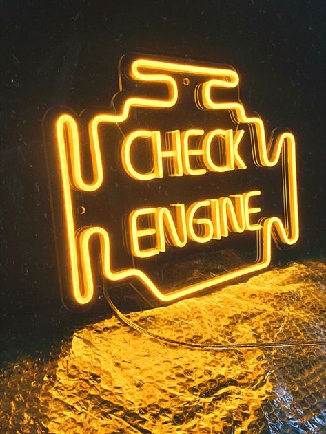 Check Engine LED Neon Sign | Car Check Engine Light Sign | Auto Shop Signage | Gift For Dad | Gifts for car guys Mechanics Aesthetic, Car Room Decor, Automotive Shops, Cool Garages, Mechanic Shop, Shop Signage, Auto Shop, Cars Room, Mechanic Garage