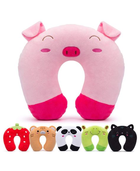 10 Best Travel Pillows for Kids | Family Vacation Critic Kids Travel Pillows, Strawberry Design, Neck Support Pillow, Sitting Position, Neck Pillow Travel, Toddler Travel, Cute Strawberry, Neck Support, Kids Pillows