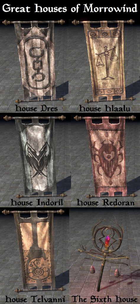 Morrowind House Banners (ESO) Ordinator Morrowind, Morrowind Armor, Elder Scrolls Dunmer, Morrowind Tattoo, Morrowind Aesthetic, Dunmer Art, Skyrim Races, Elder Scrolls Dwemer, Morrowind Art