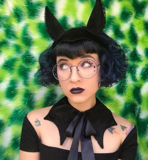 Bat Ear Hat, Cute Bat Costume Women, Devil Bonnet Pattern, Bunnicula Costume, Bat Ears Diy, Fruit Bat Costume, Diy Bat Ears, Devil Outfit Aesthetic, Vintage Bat Costume