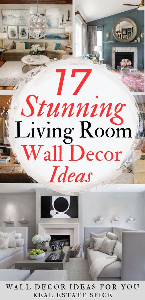 17 LIVING ROOM WALL DECOR IDEAS THAT WOW Decorating Large Living Room Wall, Livibg Room, Michigan Living, Family Room Wall Decor, Wall Arrangements, Wall Decor Trends, Large Wall Decor Living Room, Eclectic Prints, Big Wall Decor