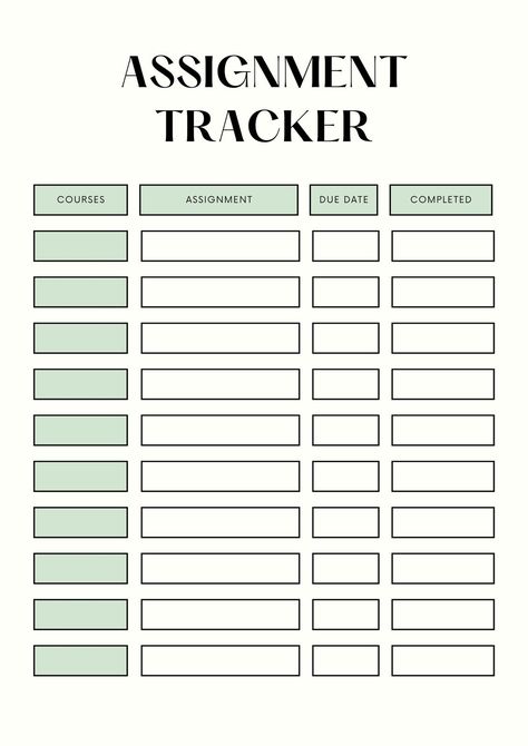 Assignment Tracker Template, Study Schedule Template, Assignment Tracker, Assignment Planner, Grade Tracker, Kids Summer Reading, Tracker Free, Tracker Template, Study Schedule