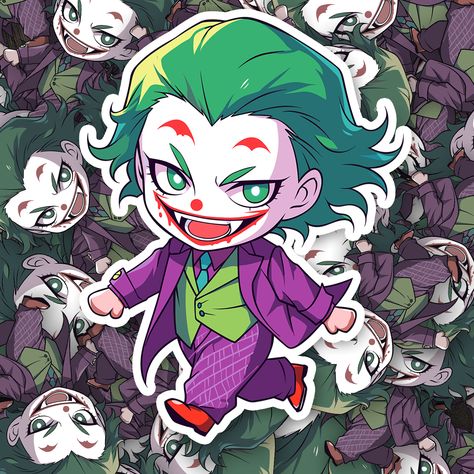 Chibi Joker Sticker - Turbo Vinyl Joker Chibi, Joker Sticker, Chibi Batman, Superhero Stickers, Joker Artwork, Cartoon Style Drawing, Joker Art, Unique Sticker, The Joker