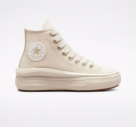 Converse Move Platform Outfit, Converse Move Platform, Converse Move, Beige Converse, Estilo Converse, Chuck Taylor All Star Move, Converse Platform, Shoe Converse, Womens High Top Shoes