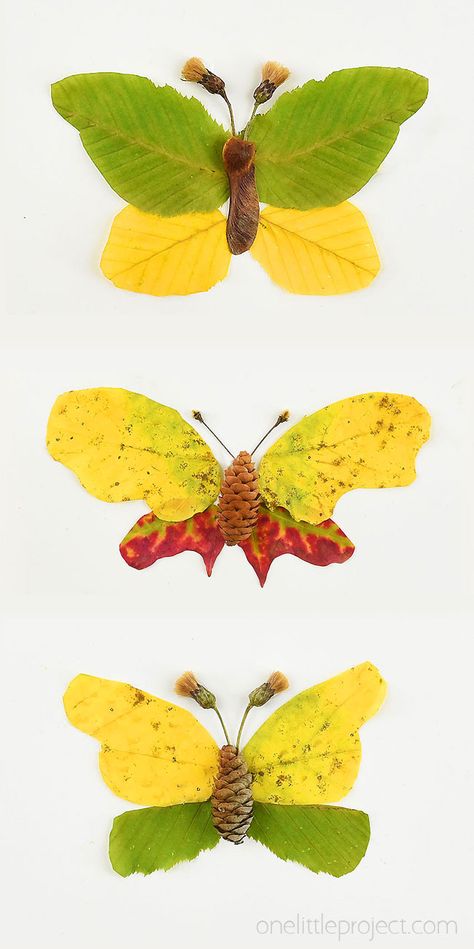 These autumn leaf butterflies and dragonflies are SO COOL and they're really easy to make! Go on a nature walk and see what fun leaves, flowers, pinecones, thistles, and sticks you can find. You can make all sorts of fun creatures from fall leaves! This Autumn nature craft is such a fun fall craft for kids! Leaf Crafts Kids, Høstaktiviteter For Barn, Leaves Printing, Butterflies And Dragonflies, Twig Crafts, Autumn Leaves Craft, Bricolage Halloween, Leaf Collage, Leaf Projects