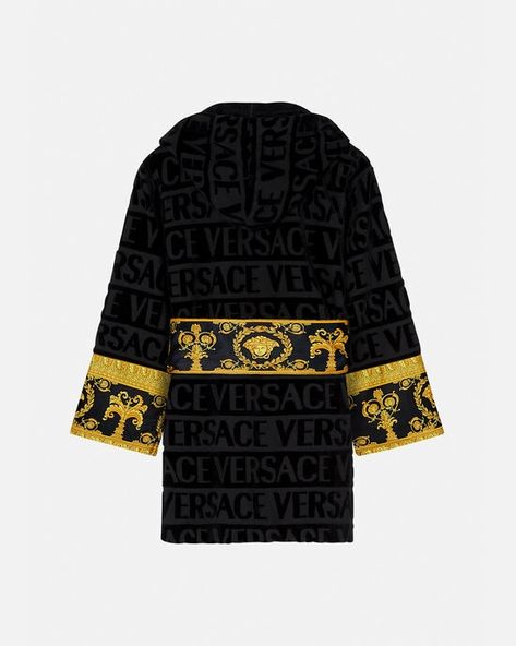 Versace Towels, Versace Bathrobe, Versace Kids, Kids Belt, Hooded Robe, Versace Home, Versace Collection, Matches Fashion, Printed Sleeves