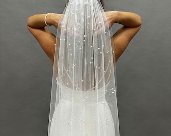 Pearl Wedding Veil, Wedding Veil Cathedral, Veil Pearl, Beaded Wedding Veils, Elegant Veils, Cathedral Wedding Veil, Veil Cathedral, White Veil, Layered Veil